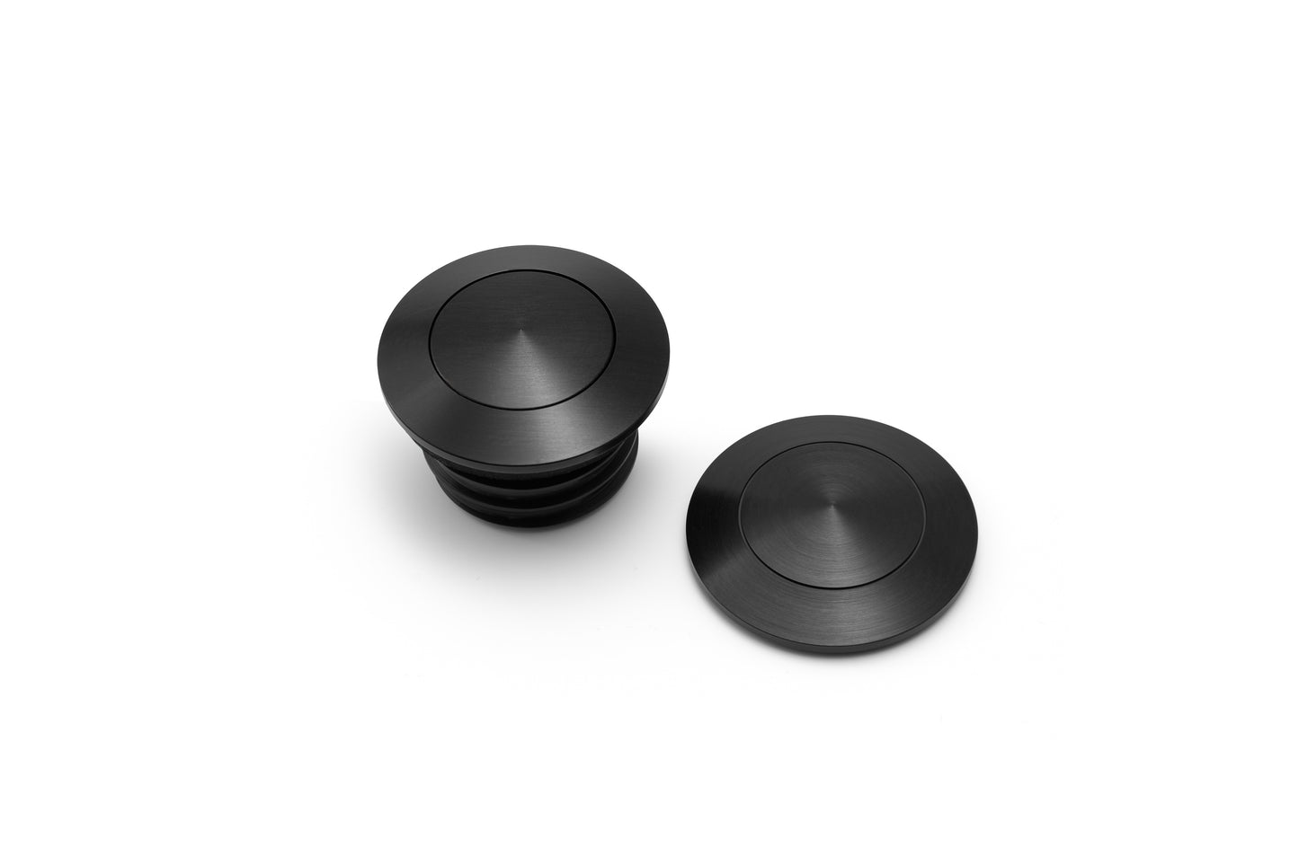 Harley Davidson flush-mount fuel cap and left side tank cap kit by Killer Custom white background