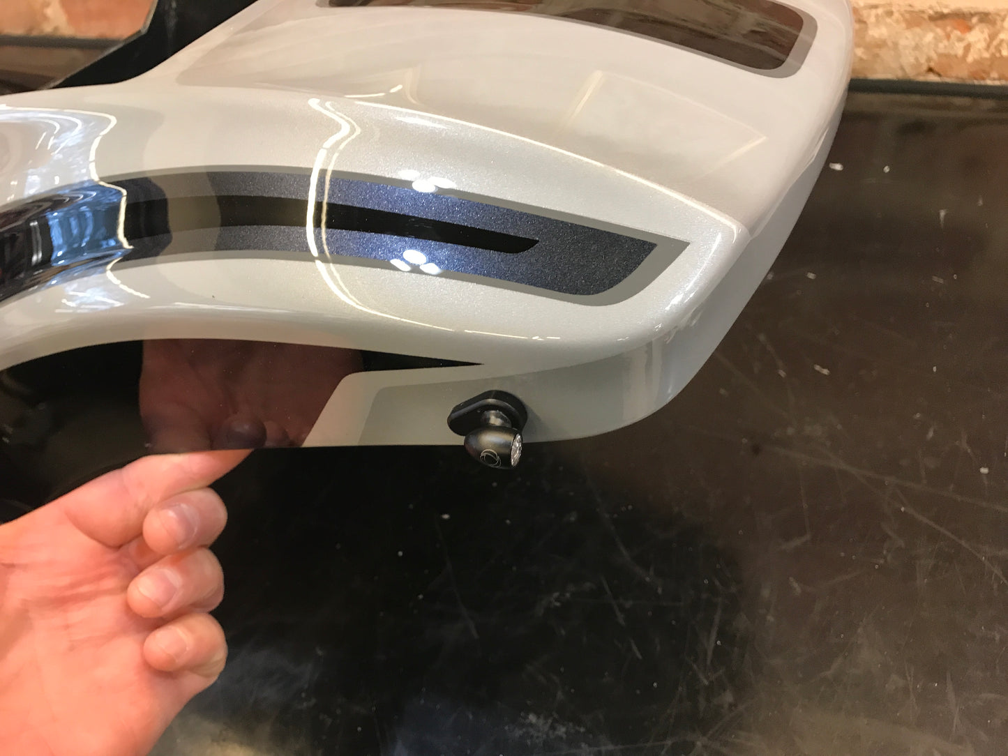 Zoomed Harley Davidson motorcycle with Killer Custom micro turn signal adapter kit