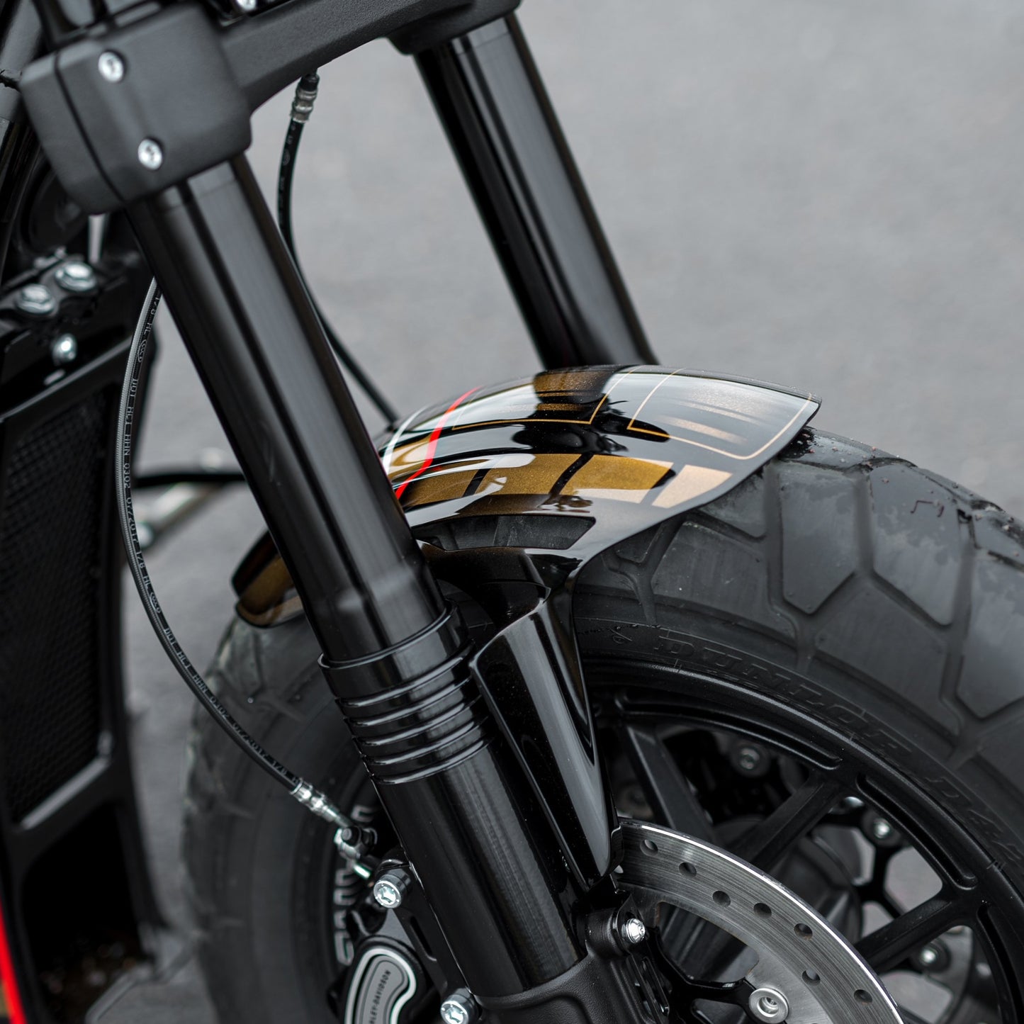 Zoomed Harley Davidson custom  motorcycle with Killer Custom rear fender