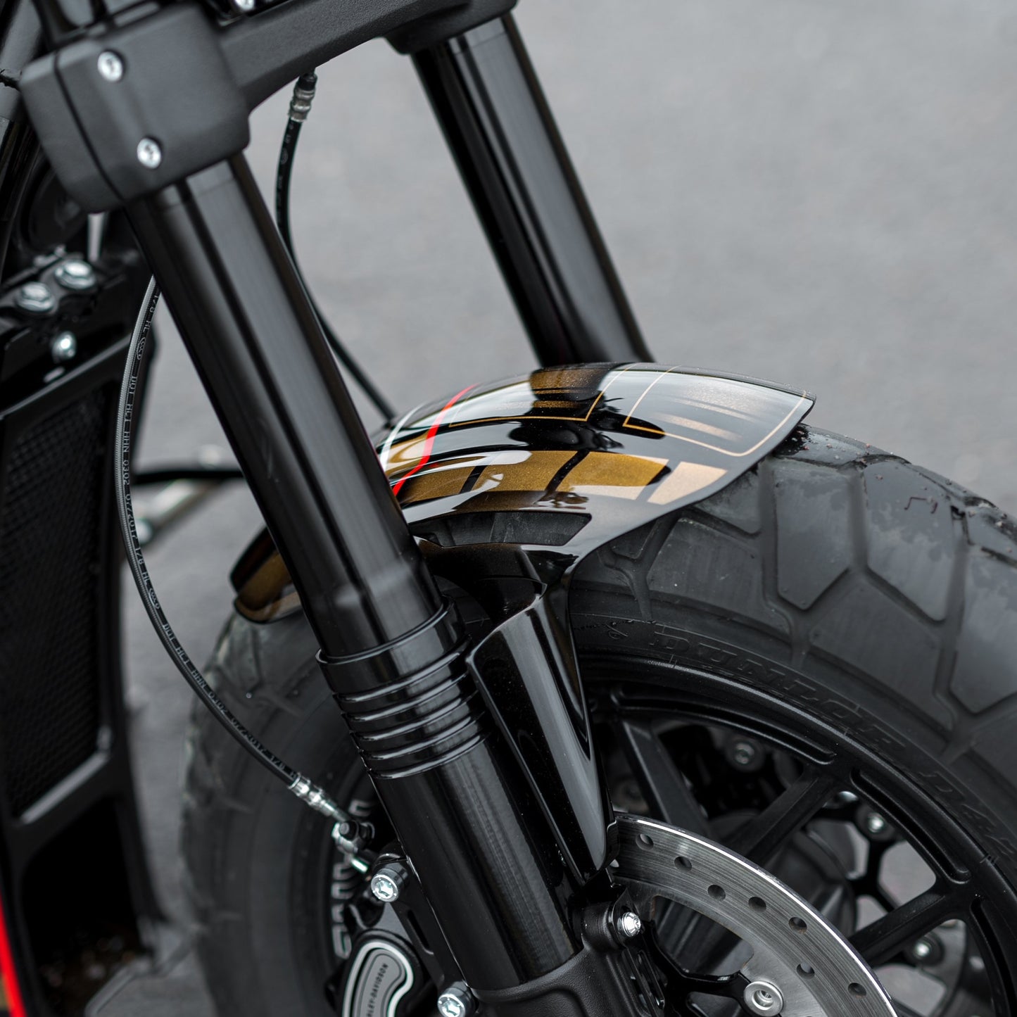 Zoomed Harley Davidson custom  motorcycle with Killer Custom rear fender 
