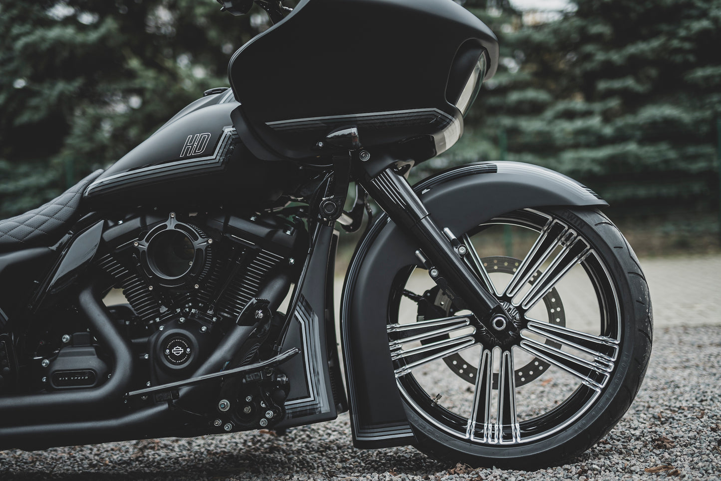 Front Fender Kit For 21X5.5" "Bulldog" Fat Tire Wheels Touring 2014-2023