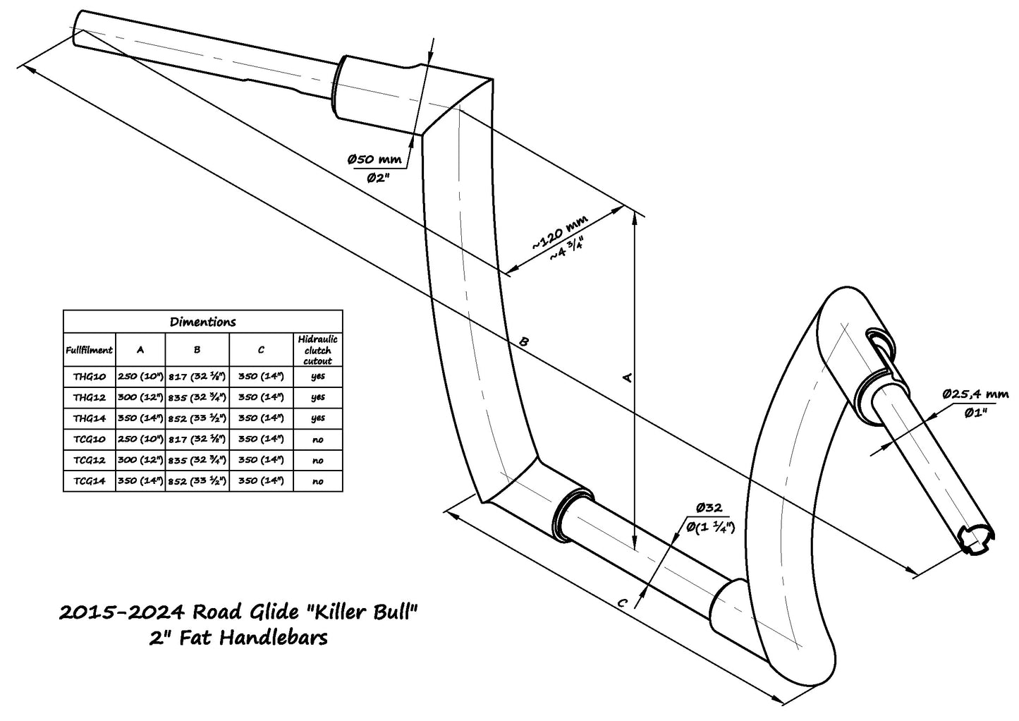 2015-2024 Road Glide "Killer Bull" 2" Fat Handlebars