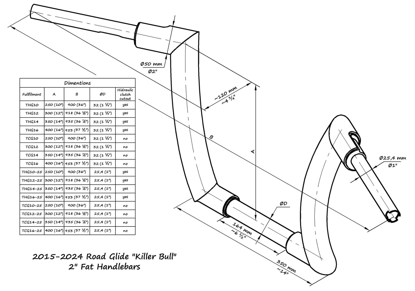 2015-2023 Road Glide "Killer Bull" 2" Fat Handlebars