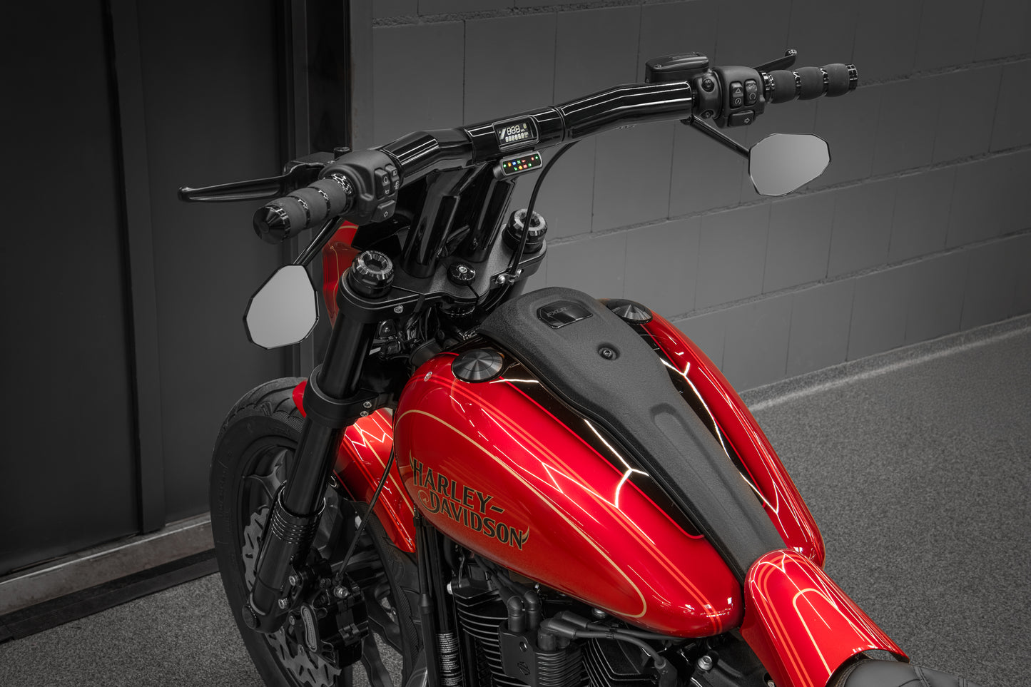 Killer Custom "Back Saver" Raked T-Bar Mega Handlebars (With Stealth View Speedometer Option)