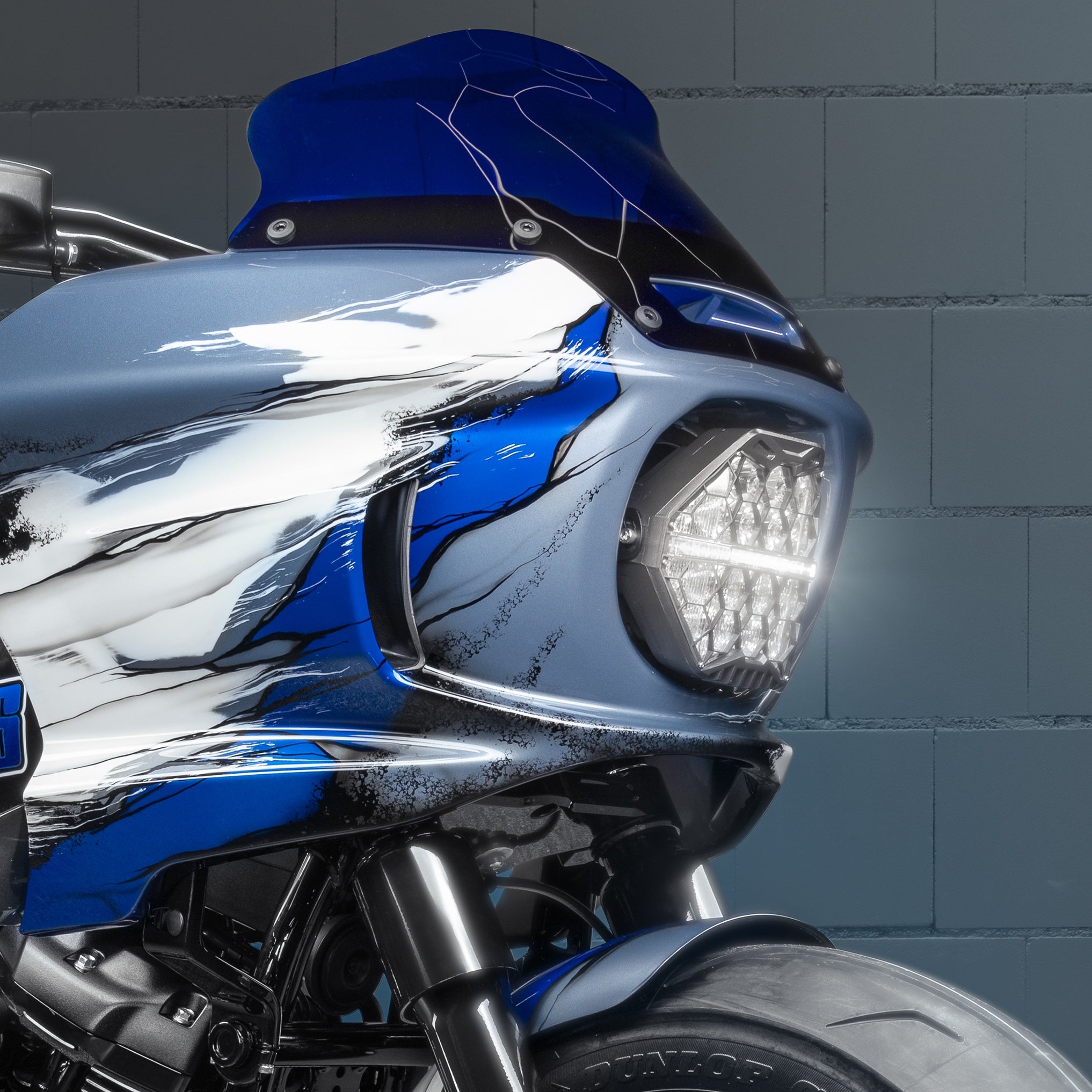 Honey Comb LED Front Headlight for Harley-Davidson FXLRST Low