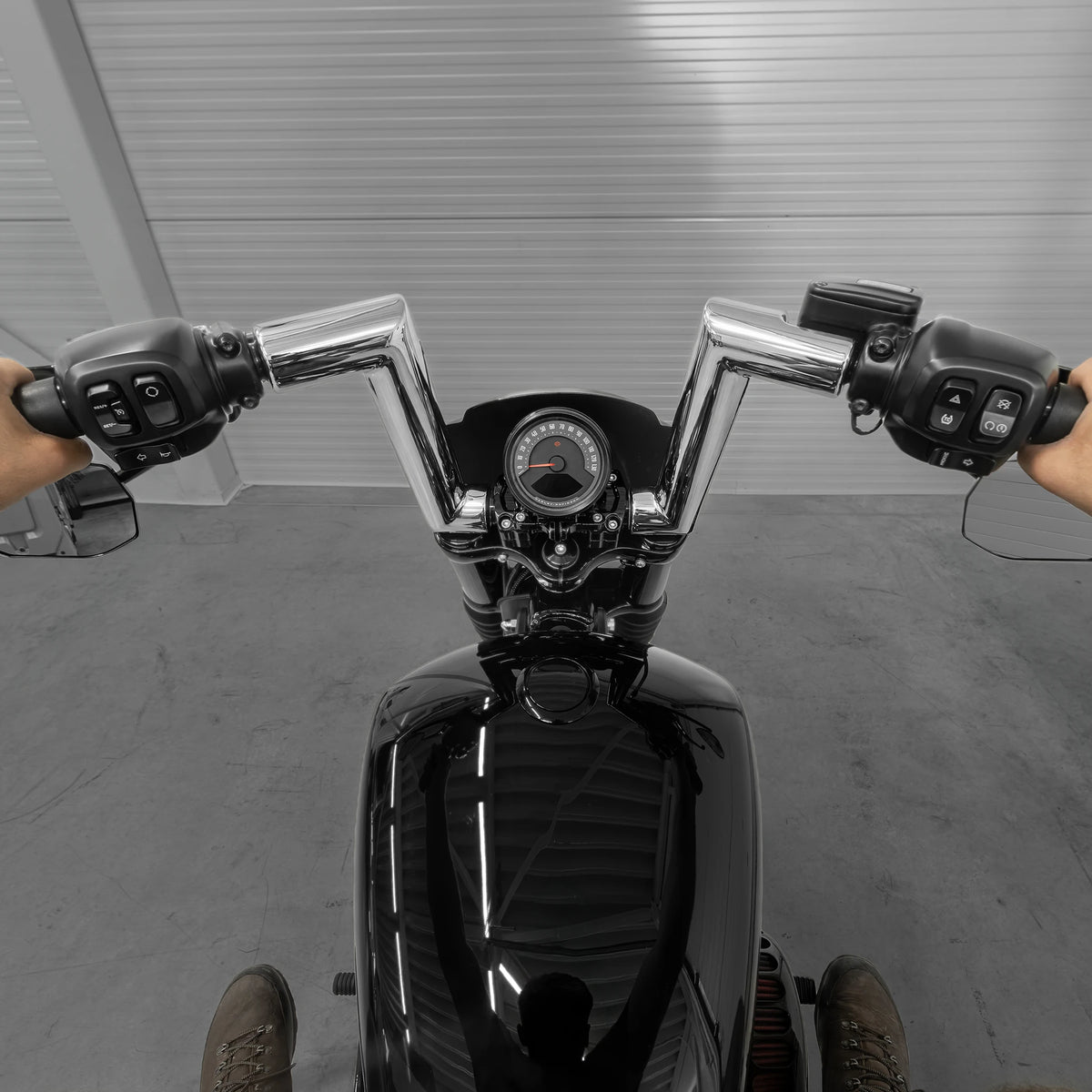 "Maverick" 2" Fat Bars Built for Harleys with 1" Risers, Chrome