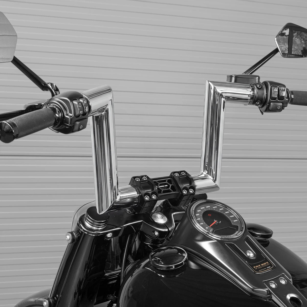 "Outlaw" 2" Fat Bars Built for Harleys with 1.25" Risers, Chrome