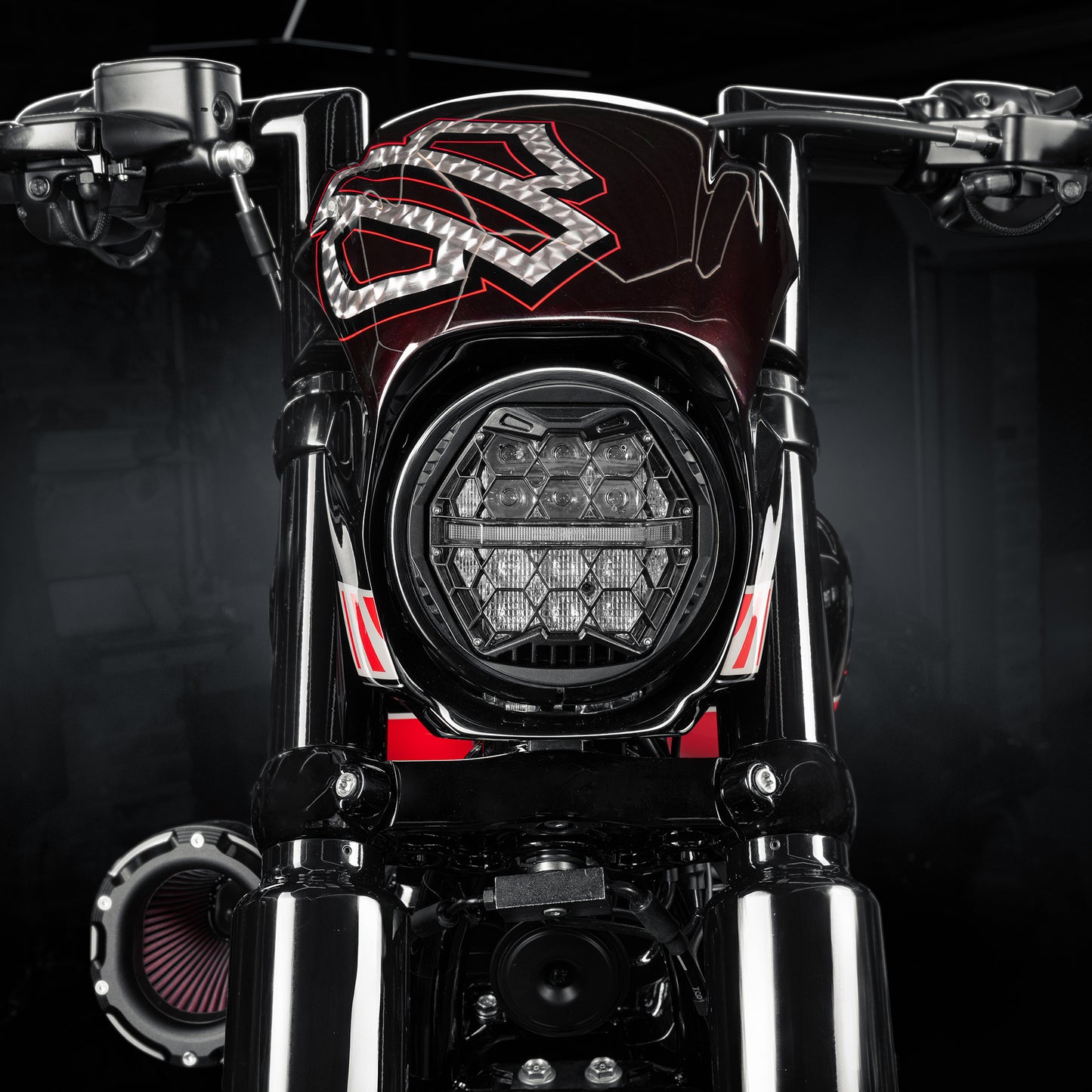 5 3/4" Honeycomb LED Headlight ECE Approved for Harley Street Bob FXBB & Breakout FXBR