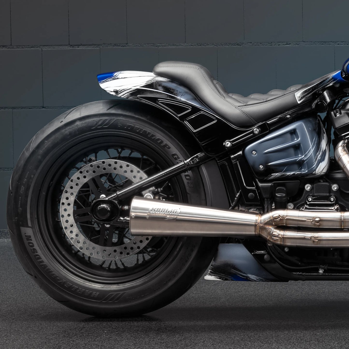 2018-2025 M8 Softail Side Covers "Avenger" For Shock Absorber Without Preload Adjustment Knob