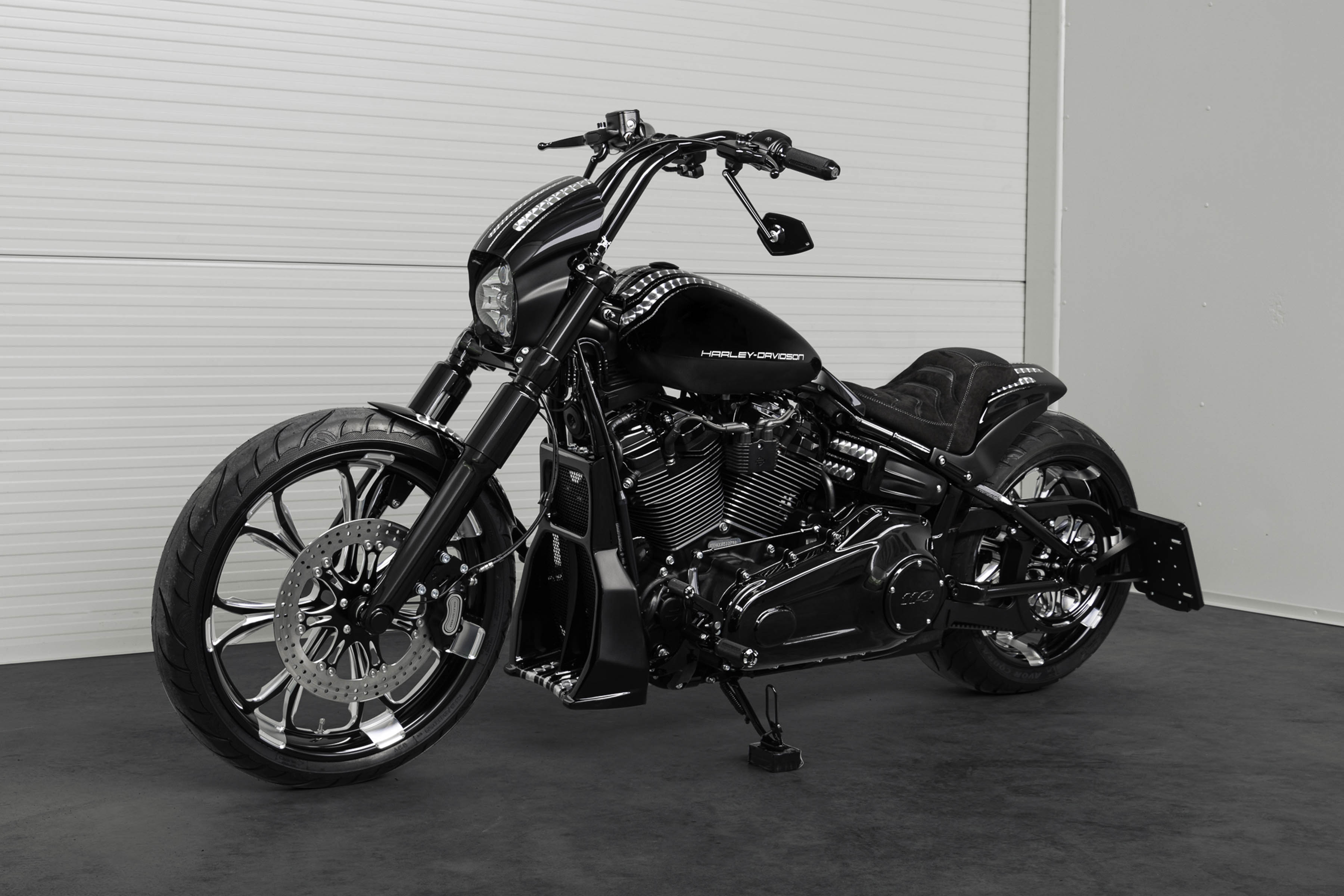 Ensemble Housses De Fourche Noires Pour Harley Softail Breakout 2018-2021 - Aluminium CNC, Revêtement Poudre - 9