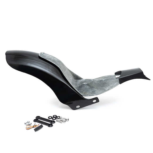 Harley Davidson "Bobbstr" rear fender and products included in the box by Killer Custom white background