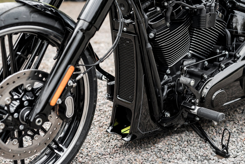 Zoomed Harley Davidson motorcycle with 